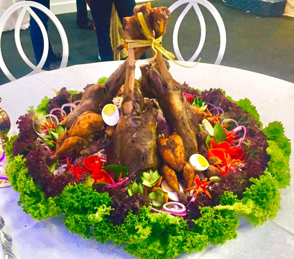 Whole roast feast platter dressed for an event