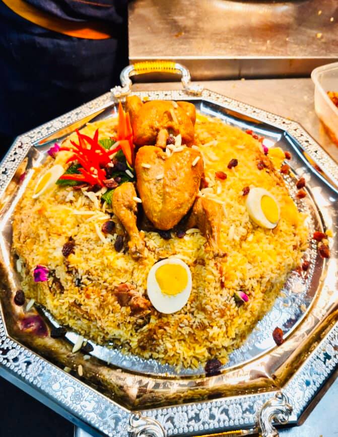 Mezbani chicken biryani feast platter